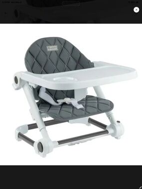 Convertible Gray Quilted Baby Booster Seat with Tray